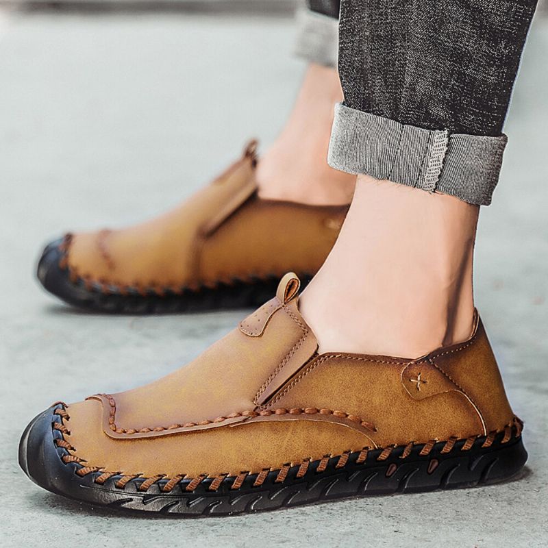 Halkfria Utomhusloafers För Män Slip-on Handsydda Loafers