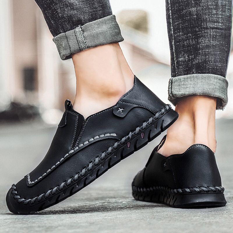 Halkfria Utomhusloafers För Män Slip-on Handsydda Loafers