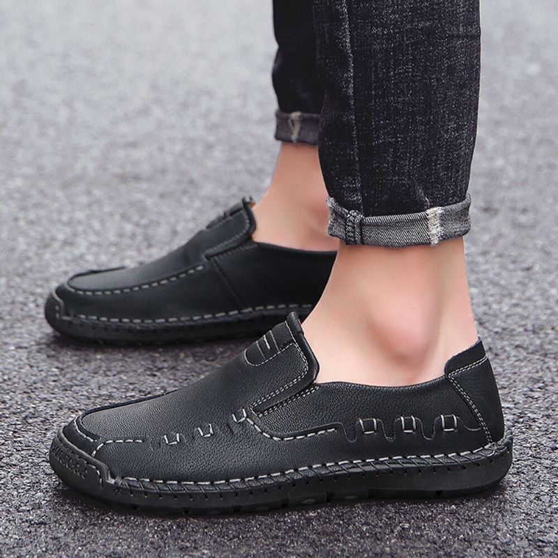 Halkfria Utomhusloafers För Män Slip-on Handsydda Loafers