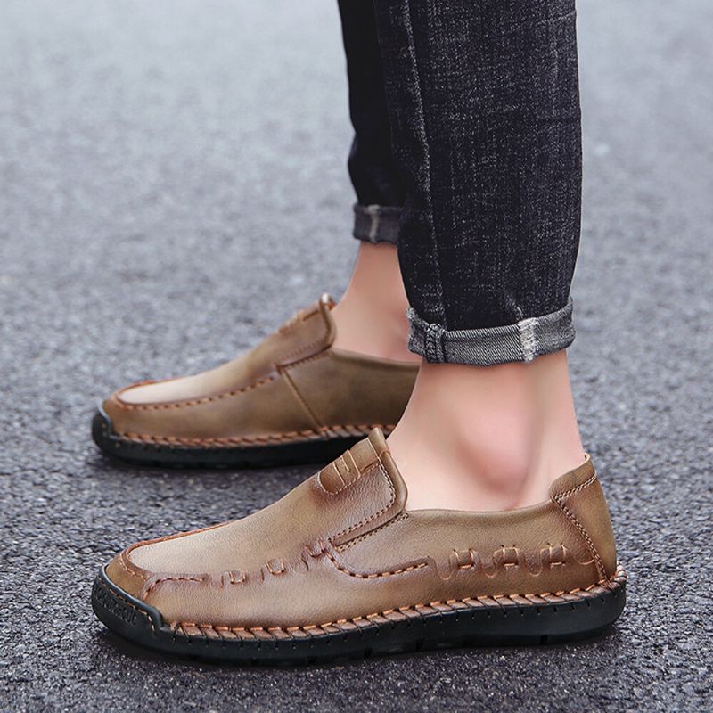 Halkfria Utomhusloafers För Män Slip-on Handsydda Loafers