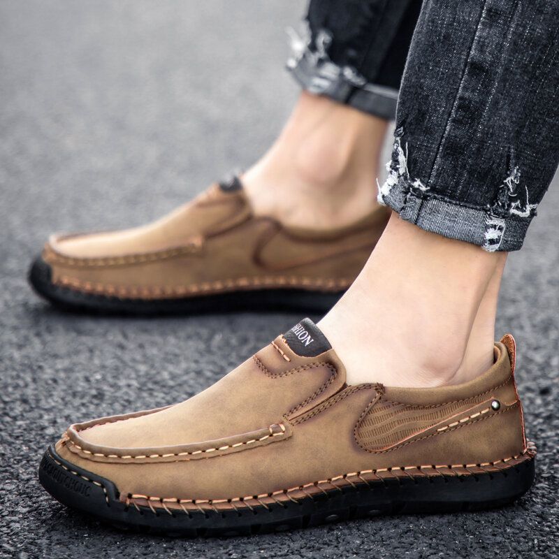 Handsömmar För Män I Mikrofiberläder Halkbeständiga Slip On Loafers