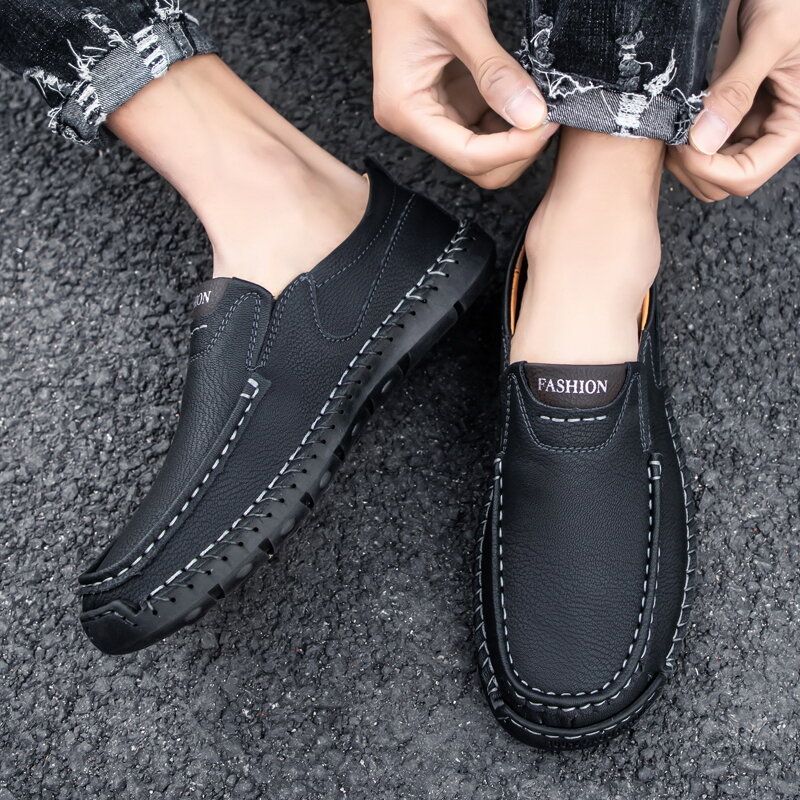 Handsömmar För Män I Mikrofiberläder Halkbeständiga Slip On Loafers