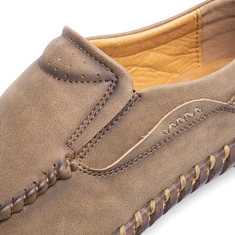 Handsömmar I Mikrofiberläder För Män Mjuka Slip On Casual Bekväma Platta Skor