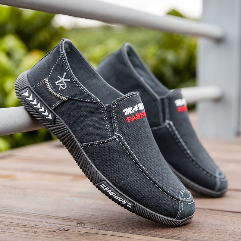 Herr Canvas Andas Mjuk Sula Bekväm Slip On Gamla Peking Kör Casual Skor