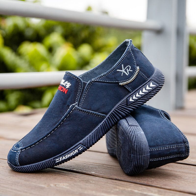 Herr Canvas Andas Mjuk Sula Bekväm Slip On Gamla Peking Kör Casual Skor