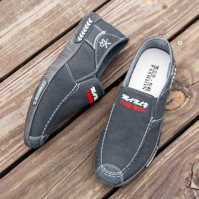 Herr Canvas Andas Mjuk Sula Bekväm Slip On Gamla Peking Kör Casual Skor