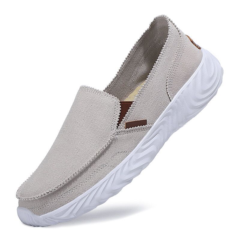 Herr Canvas Andas Mjuk Sula Halkfri Slip On Bekväma Körning Casual Skor