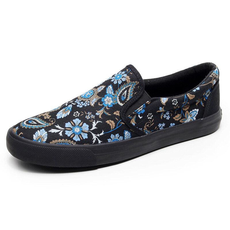 Herr Canvas Andas Slip On Soft Mönster Casual Court Skor