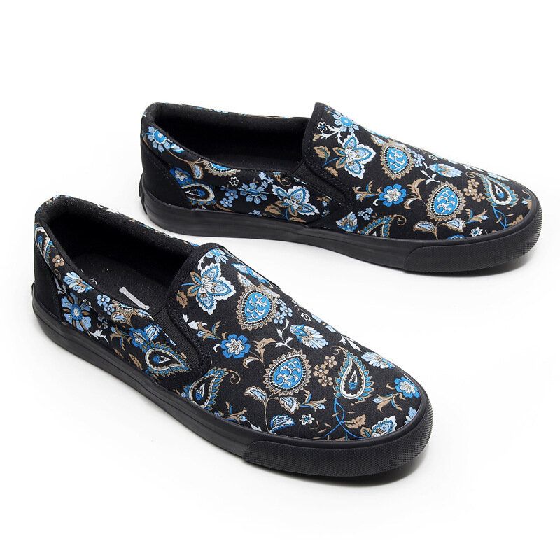 Herr Canvas Andas Slip On Soft Mönster Casual Court Skor