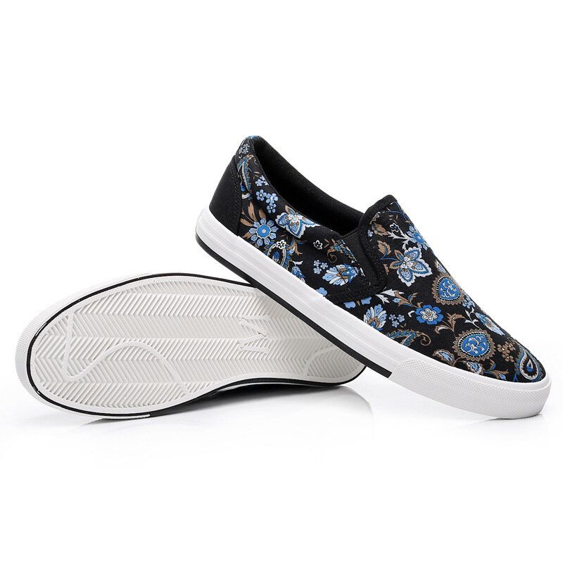 Herr Canvas Andas Slip On Soft Mönster Casual Court Skor