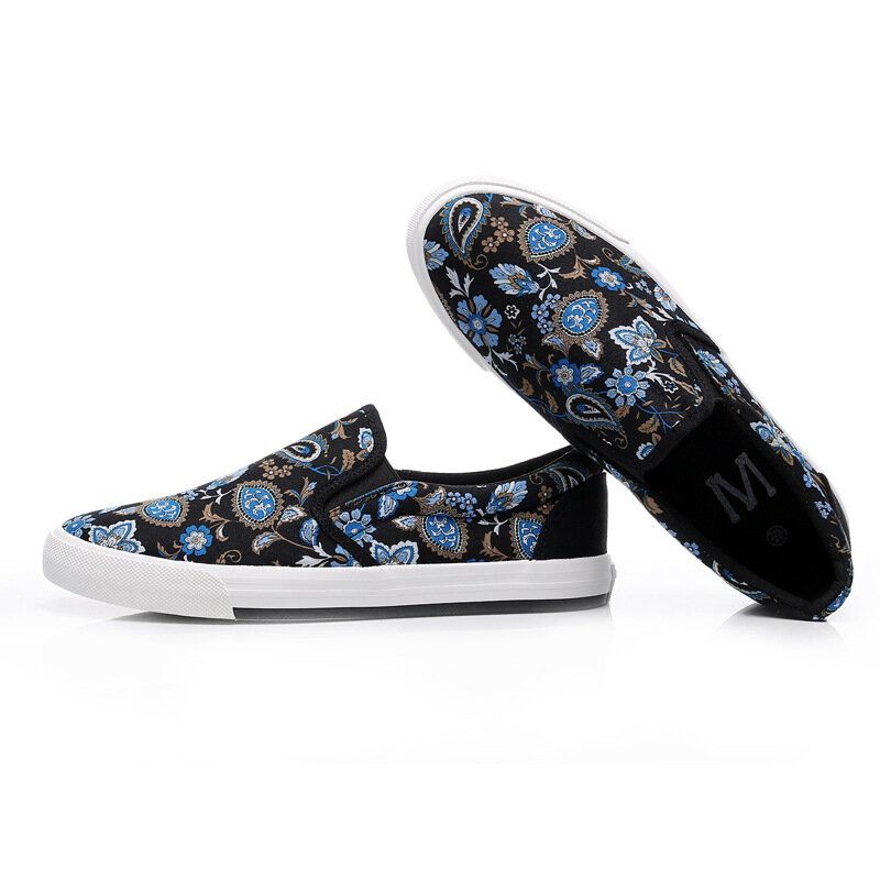 Herr Canvas Andas Slip On Soft Mönster Casual Court Skor