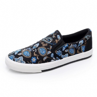 Herr Canvas Andas Slip On Soft Mönster Casual Court Skor