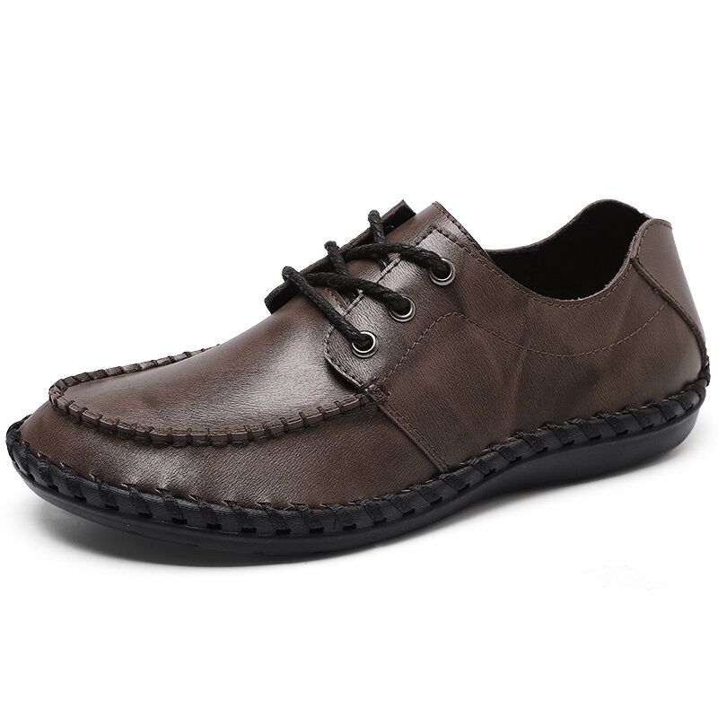 Herr Casual Cowhide Läder Driving Loafers Kör Casual Business Skor