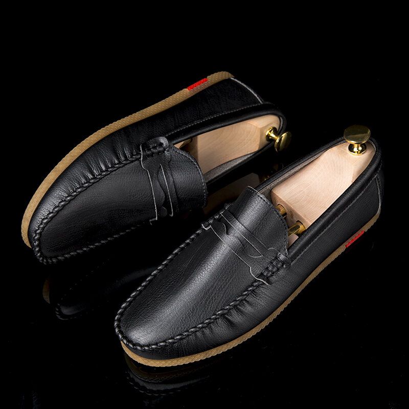 Herr Mikrofiber Andas Bekväma Botten Slip On Driving Loafers Casual Läderskor