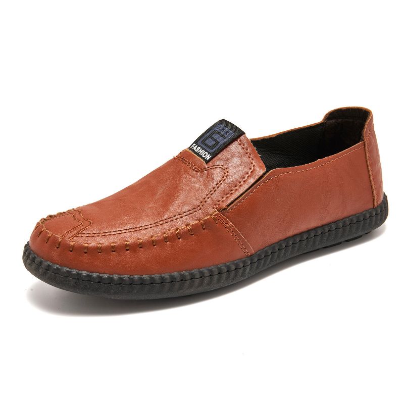 Herrmode Bekväm Handsydd Mjuk Sula Slip-on Casual Flat Loafers