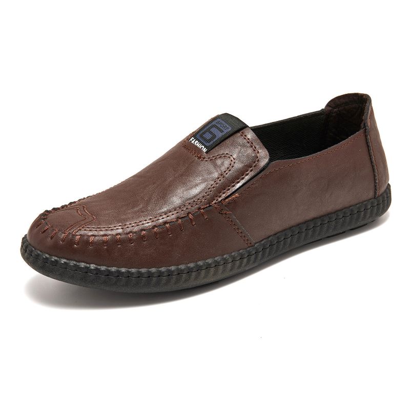 Herrmode Bekväm Handsydd Mjuk Sula Slip-on Casual Flat Loafers