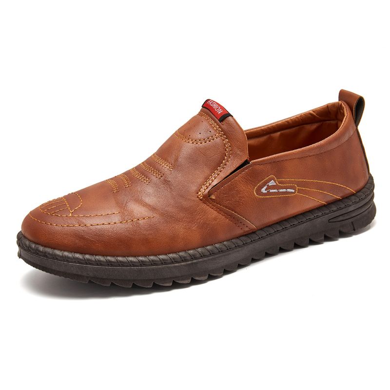 Herrmode Broderade Bekväma Mjuka Sula Slip-on Casual Flat Loafers