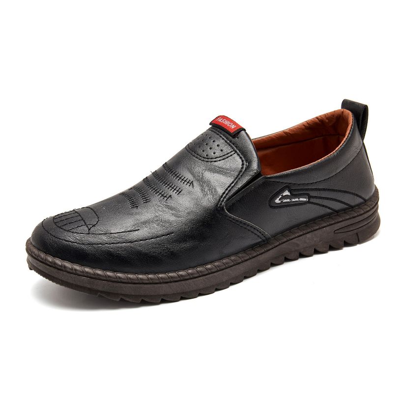 Herrmode Broderade Bekväma Mjuka Sula Slip-on Casual Flat Loafers