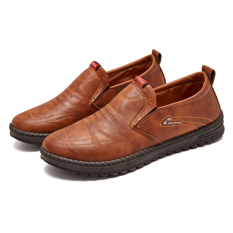 Herrmode Broderade Bekväma Mjuka Sula Slip-on Casual Flat Loafers