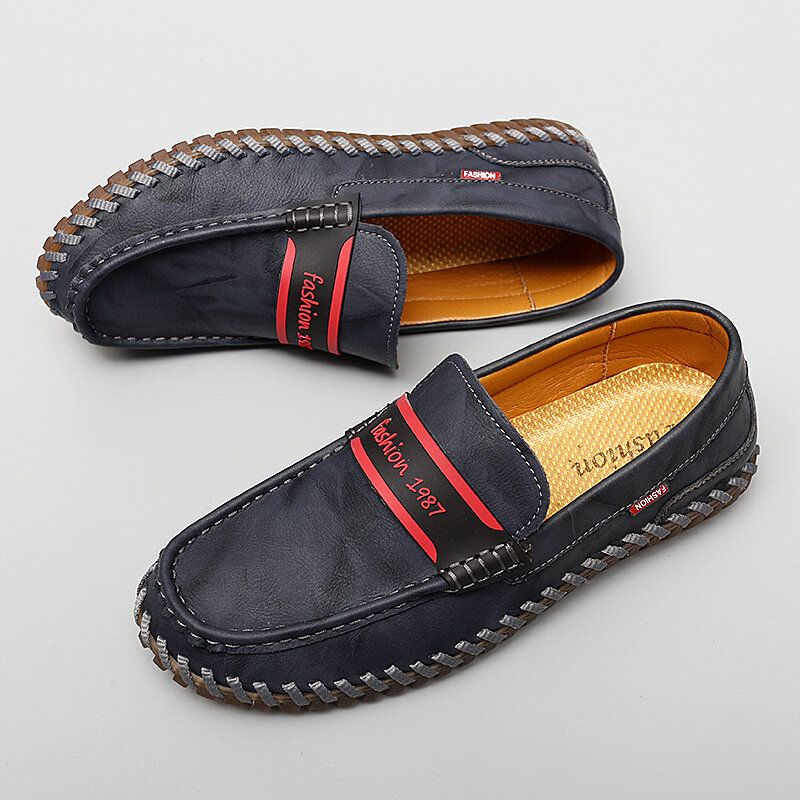 Koskinn För Män Andas Handsömmar Mjuk Sula Bekväma Slip On Casual Skor