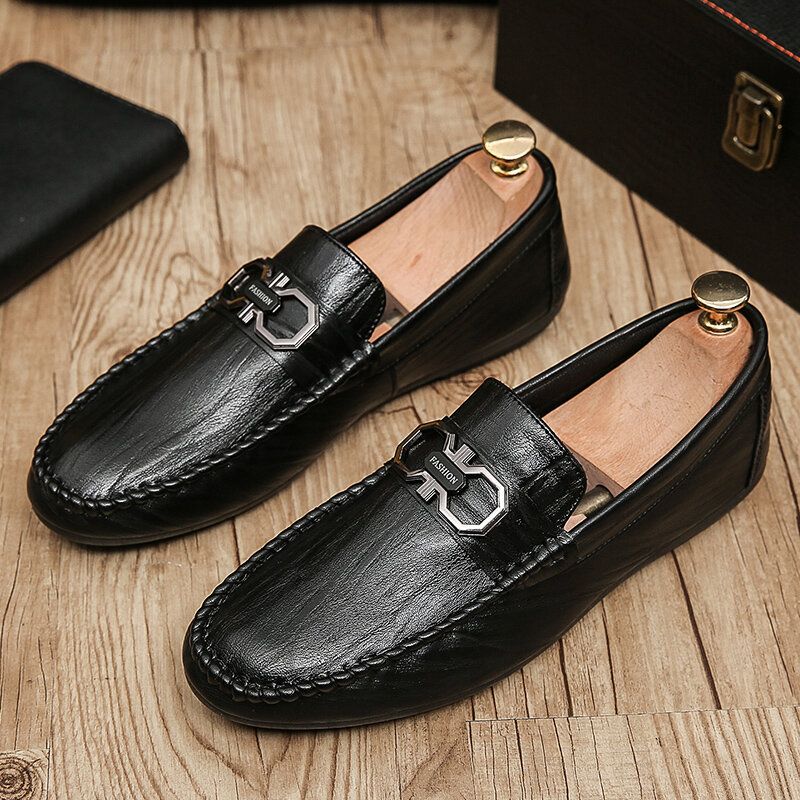 Lädermikrofiber För Män Andas Halkbeständiga Bekväm Körning Casual Loafers