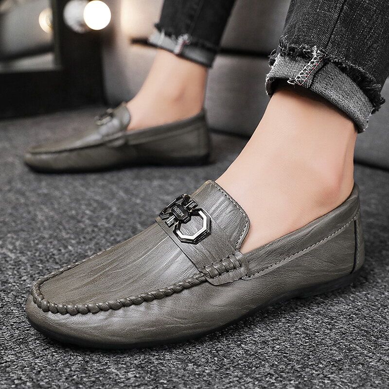 Lädermikrofiber För Män Andas Halkbeständiga Bekväm Körning Casual Loafers