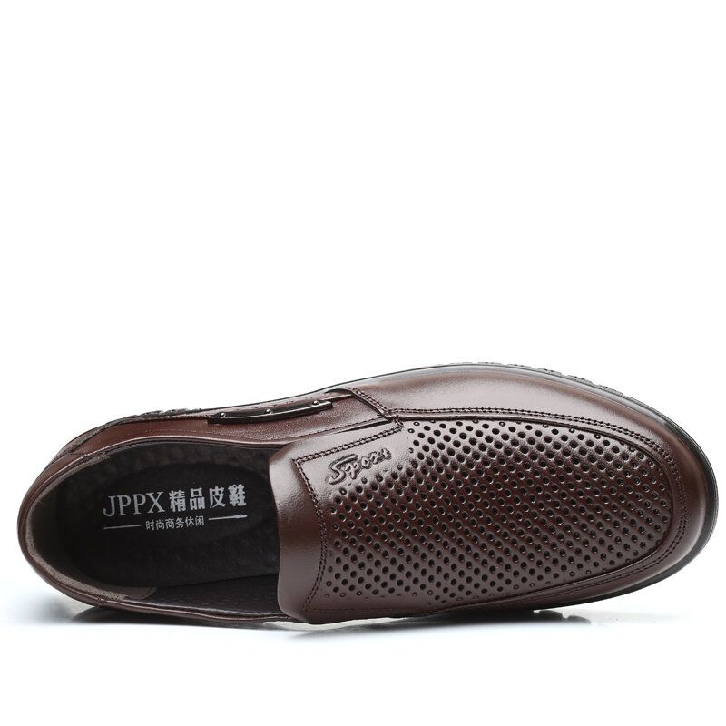 Män Äkta Läder Andas Mjuk Botten Slip On Bekväma Casual Business Skor