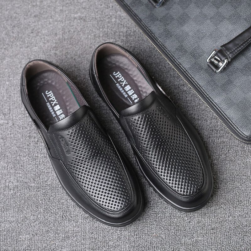 Män Äkta Läder Andas Mjuk Botten Slip On Bekväma Casual Business Skor