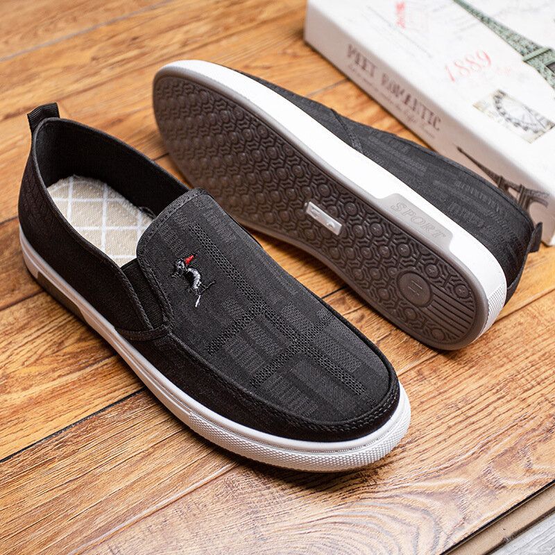 Män Andas Halkfri Bekväm Slip On Old Peking Casual Cloth Court Skor