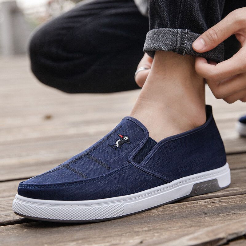 Män Andas Halkfri Bekväm Slip On Old Peking Casual Cloth Court Skor