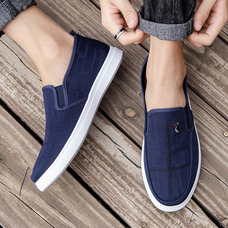 Män Andas Halkfri Bekväm Slip On Old Peking Casual Cloth Court Skor