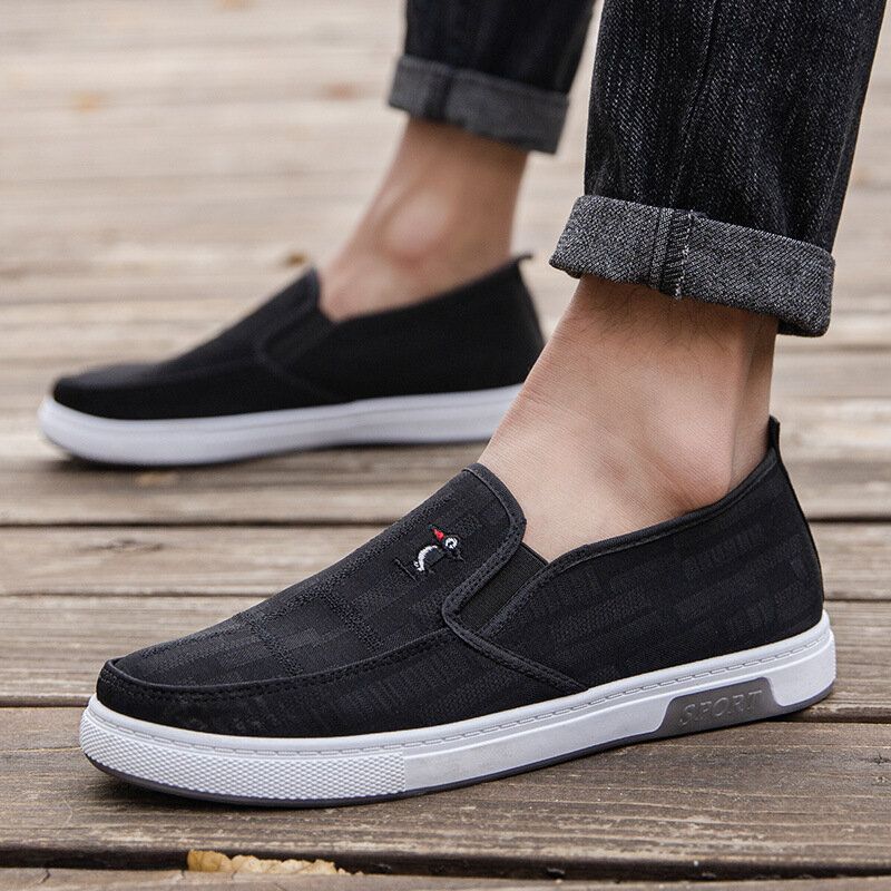 Män Andas Halkfri Bekväm Slip On Old Peking Casual Cloth Court Skor