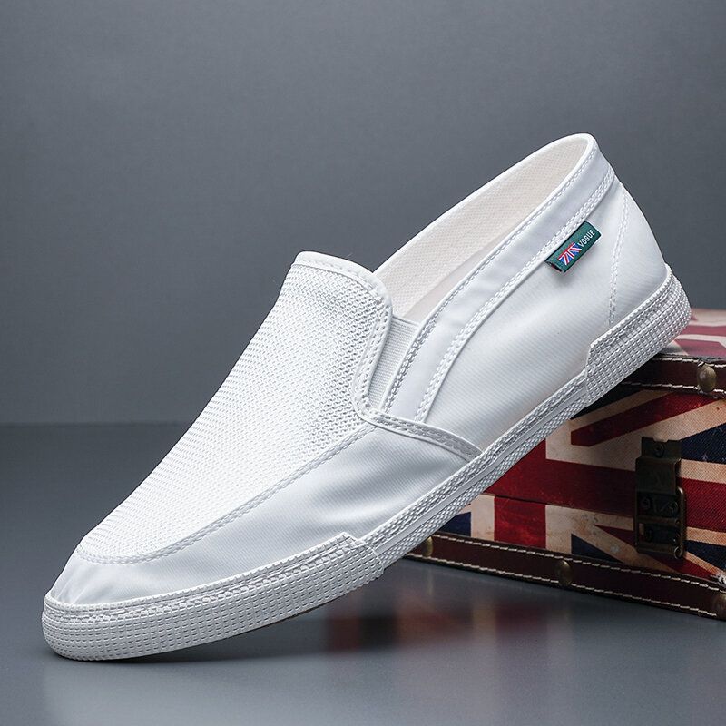 Män Andas Issilke Halkfri Bekväm Mjuk Sula Slip On Solida Casual Court-skor