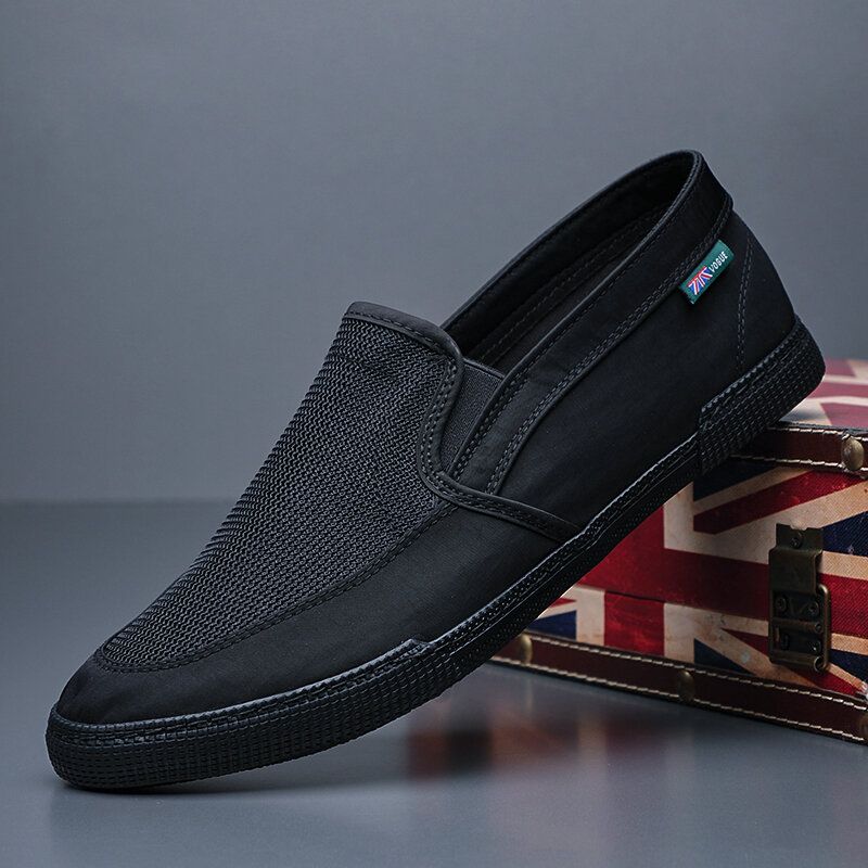 Män Andas Issilke Halkfri Bekväm Mjuk Sula Slip On Solida Casual Court-skor