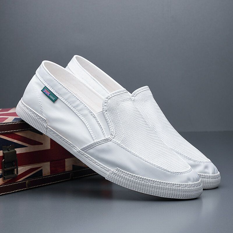 Män Andas Issilke Halkfri Bekväm Mjuk Sula Slip On Solida Casual Court-skor