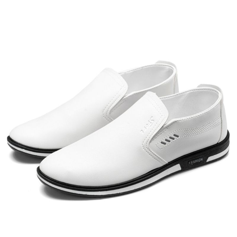 Män Andas Slip On Pu Leather Loafers Casual Business Skor