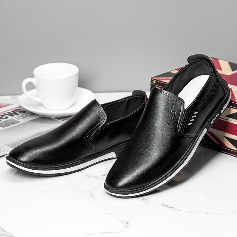 Män Andas Slip On Pu Leather Loafers Casual Business Skor