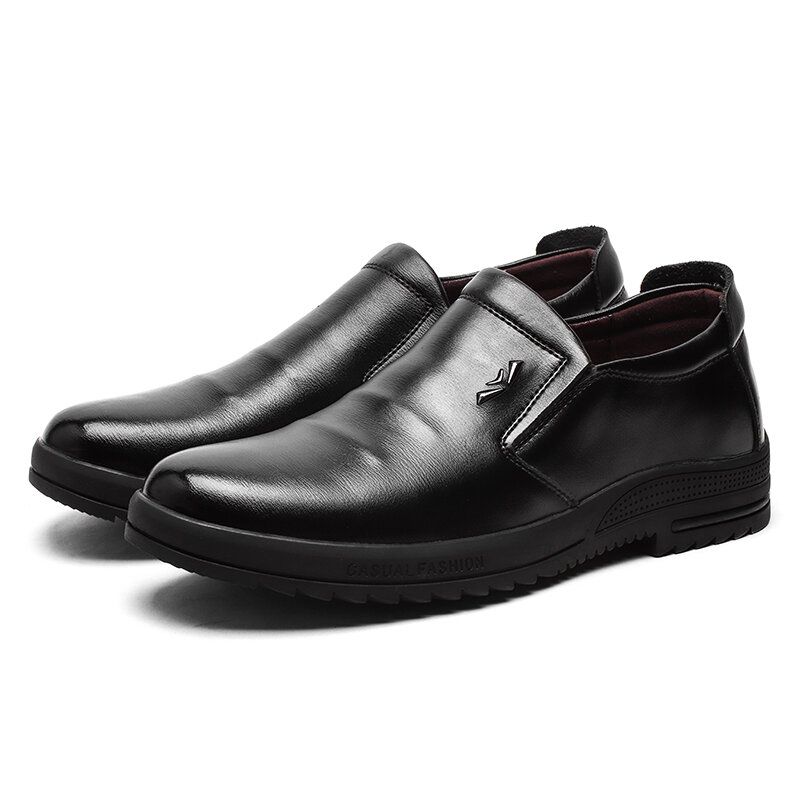 Män Bekväm Äkta Läder Halkbeständiga Slip On Business Casual Skor