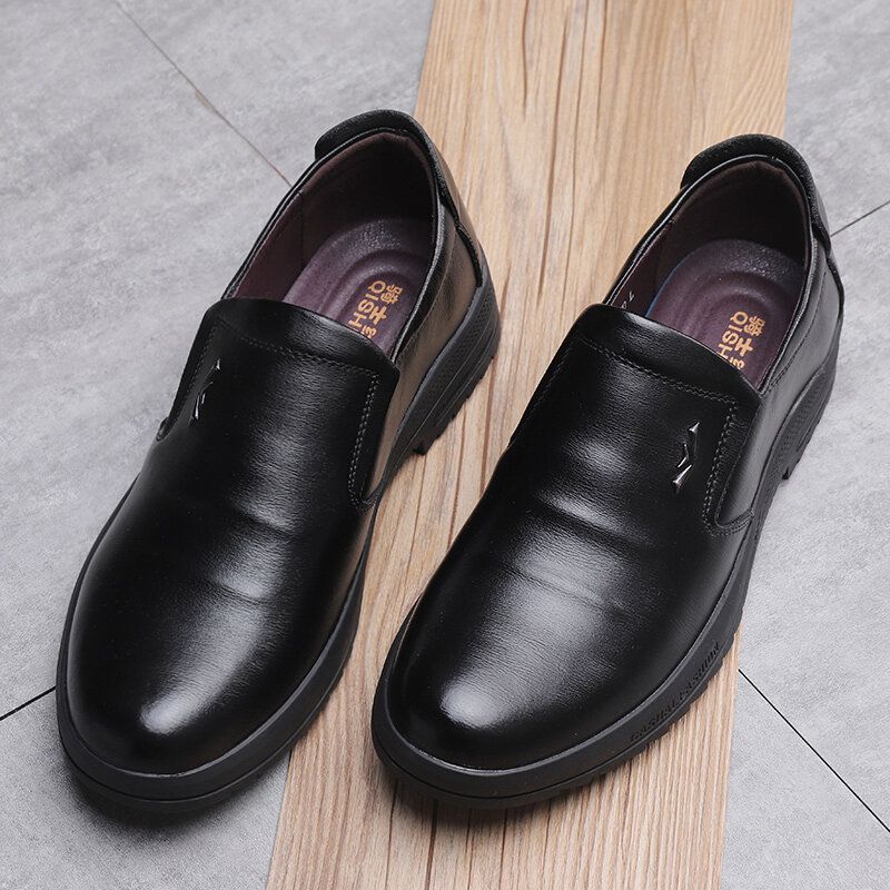 Män Bekväm Äkta Läder Halkbeständiga Slip On Business Casual Skor