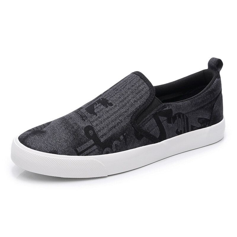 Män Canvas Andas Slip On Comfy Casual Court Flat Shoes