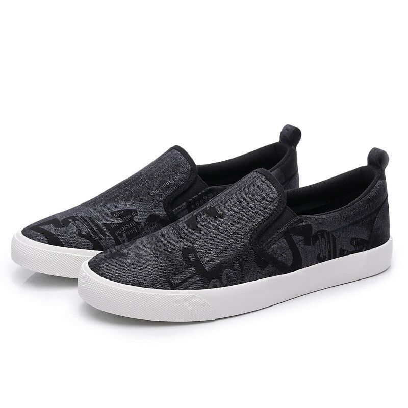 Män Canvas Andas Slip On Comfy Casual Court Flat Shoes