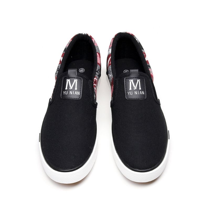 Män Canvas Andas Slip On Halkfria Mjuka Casual Court Skor