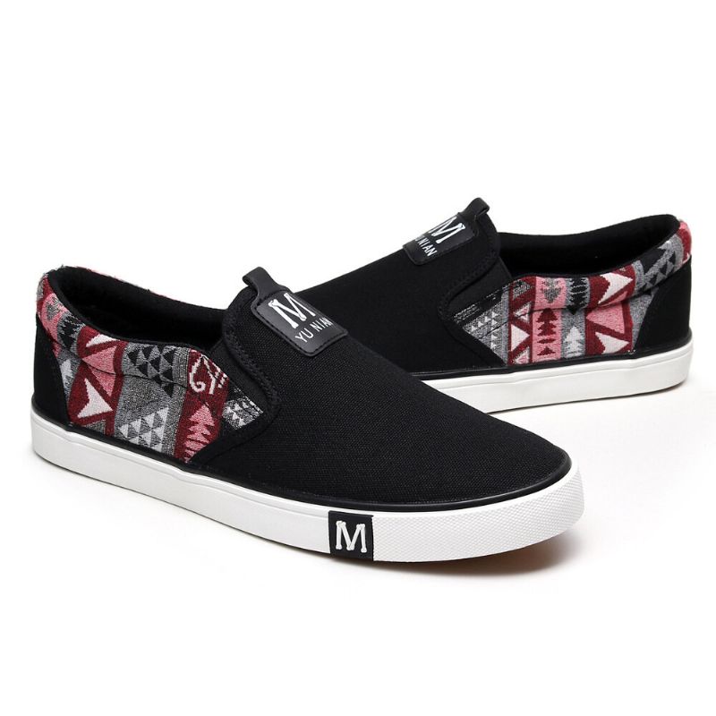 Män Canvas Andas Slip On Halkfria Mjuka Casual Court Skor