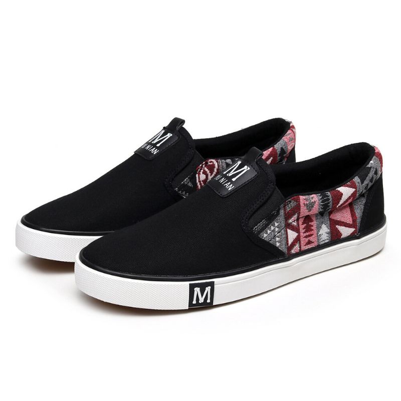 Män Canvas Andas Slip On Halkfria Mjuka Casual Court Skor