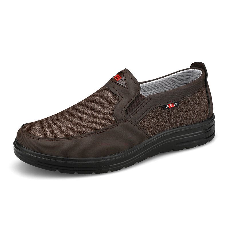 Män Comfy Bärbar Andas Tyg Elastisk Slip On Casual Walking Skor