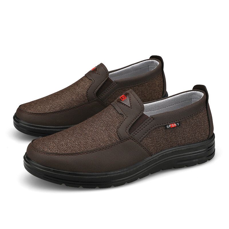 Män Comfy Bärbar Andas Tyg Elastisk Slip On Casual Walking Skor