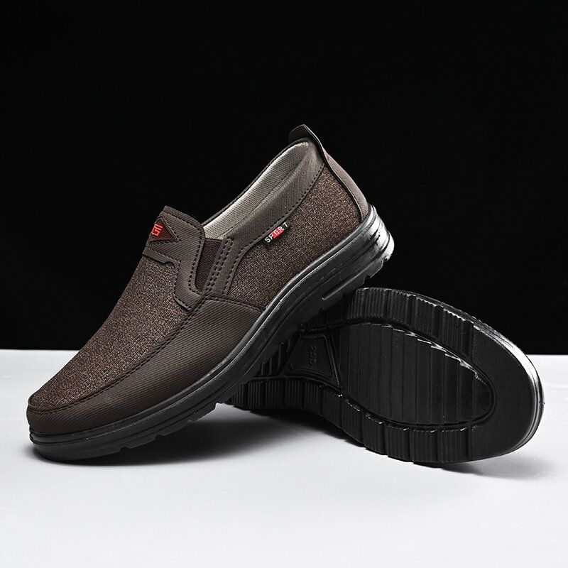 Män Comfy Bärbar Andas Tyg Elastisk Slip On Casual Walking Skor