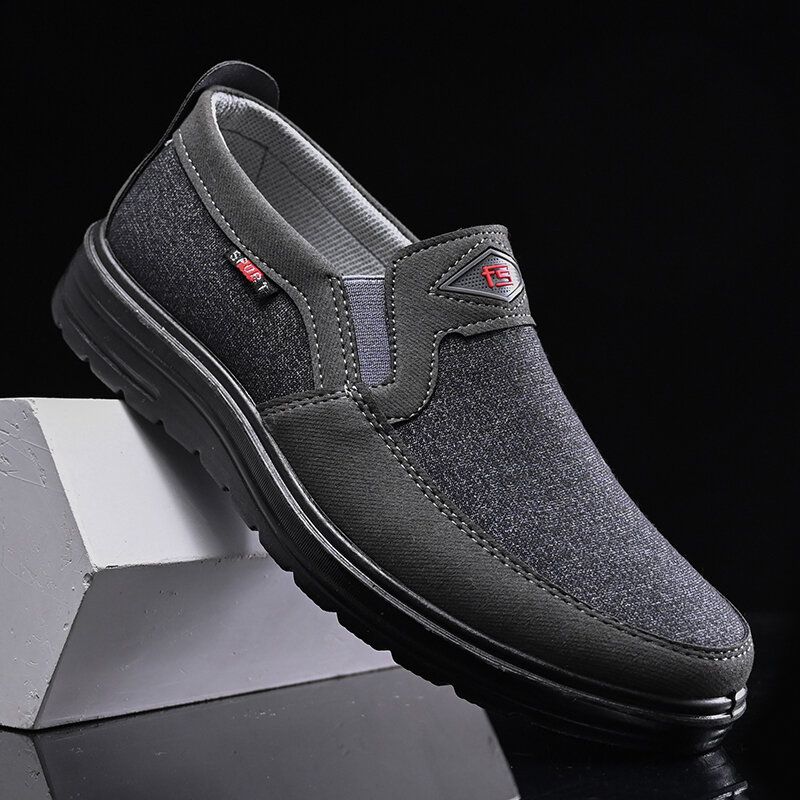 Män Comfy Bärbar Andas Tyg Elastisk Slip On Casual Walking Skor