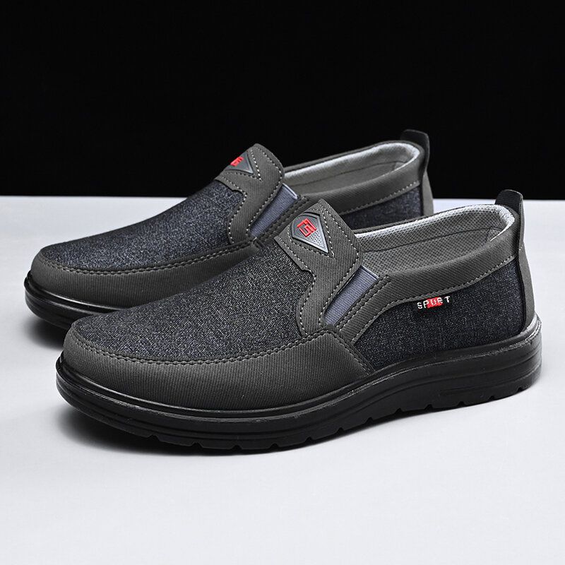 Män Comfy Bärbar Andas Tyg Elastisk Slip On Casual Walking Skor