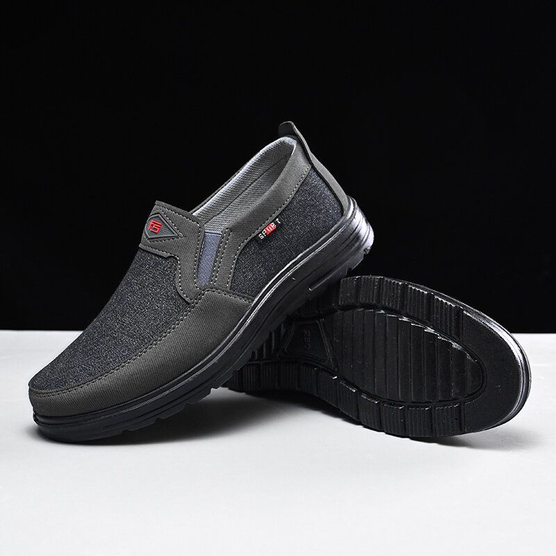 Män Comfy Bärbar Andas Tyg Elastisk Slip On Casual Walking Skor